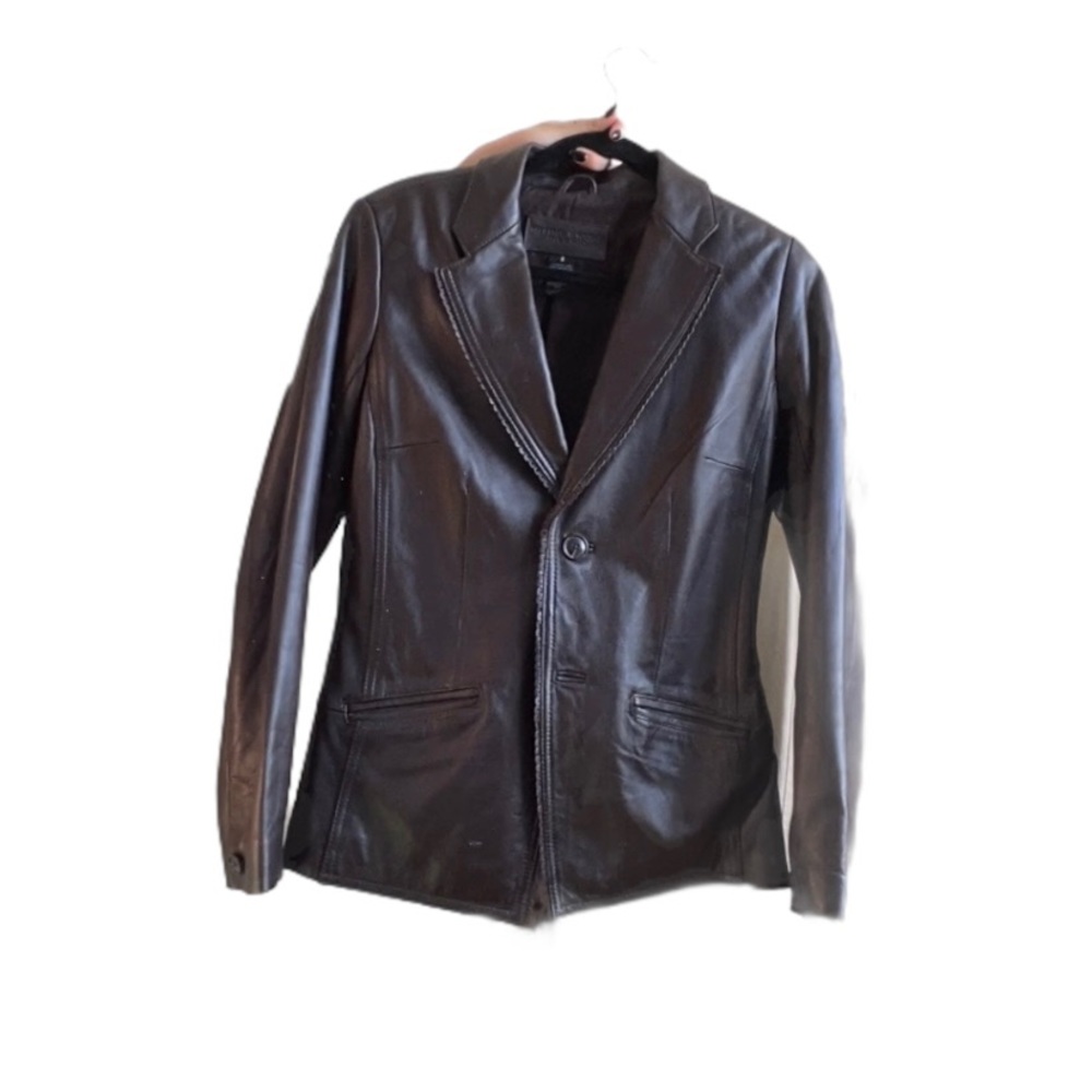 brown leather blazer jacket